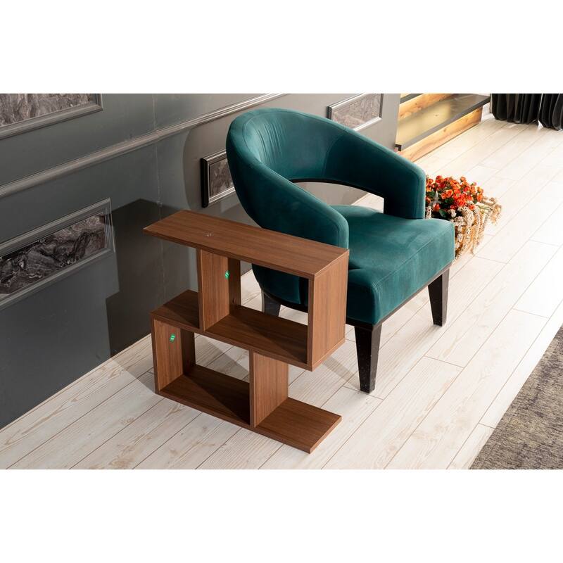 Alfa Rectangle 4 Shelves End Table, 23 inch End Table for Living Rooms