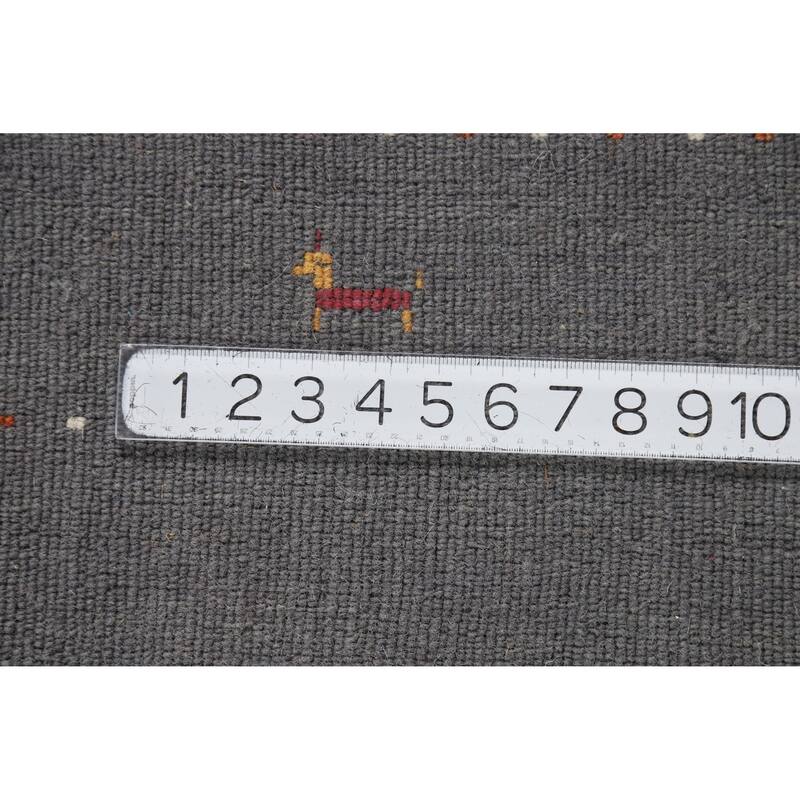 Hand Knotted Oriental 100% Wool Carpet Tribal Tribal Greys & Charcoal Gabbeh Area Rug - 5' 9'' X 4' 0''