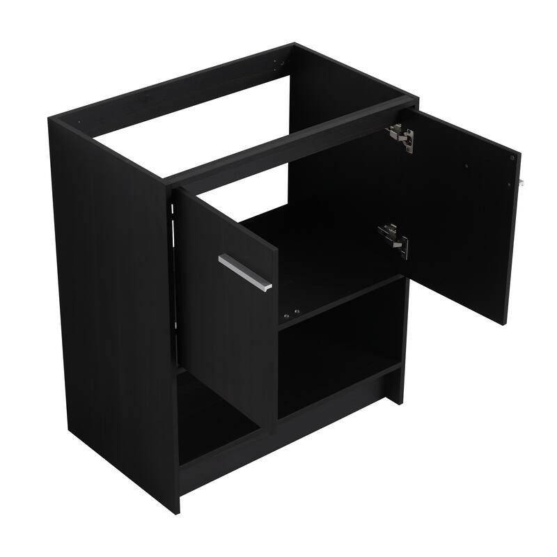 GDFStudio - Lisbon Modern Minimalist Freestanding Bathroom Vanity Cabinet with Soft Close Doors, Open Shelf, Sink NOT INCLUDED