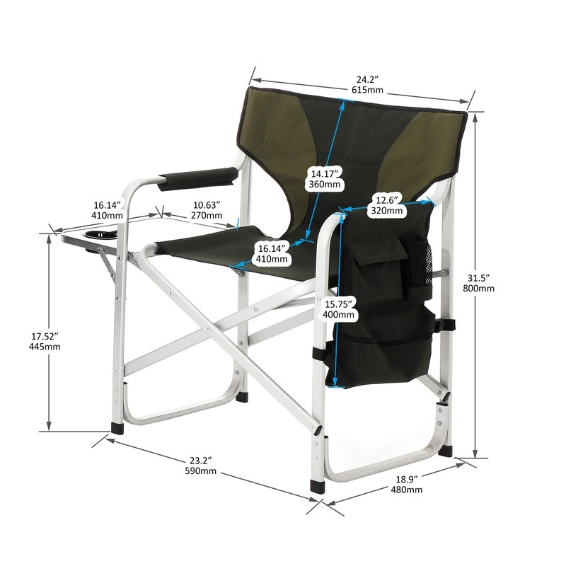 Black 1 piece Padded Folding Outdoor Chair