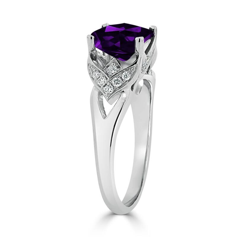 Auriya Modern 1 1/2ct Cushion-cut Purple Amethyst and Diamond Engagement Ring 1/6ctw 14k Gold