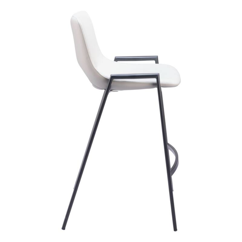 Set of 2 Faux Leather Low Back Chairs with Steel Frame and Footrest