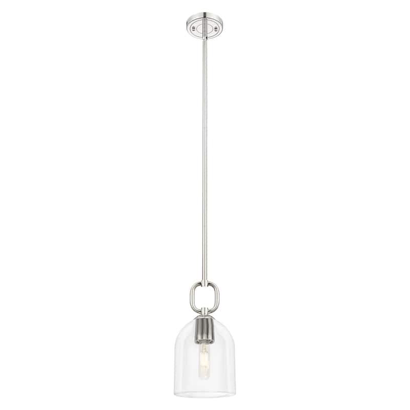 Innovations Lighting Downtown Urban - Hudson - 1 Light 6" Stem Hung Mini Pendant with Bell Shade - Clear Shade/Polished Nickel