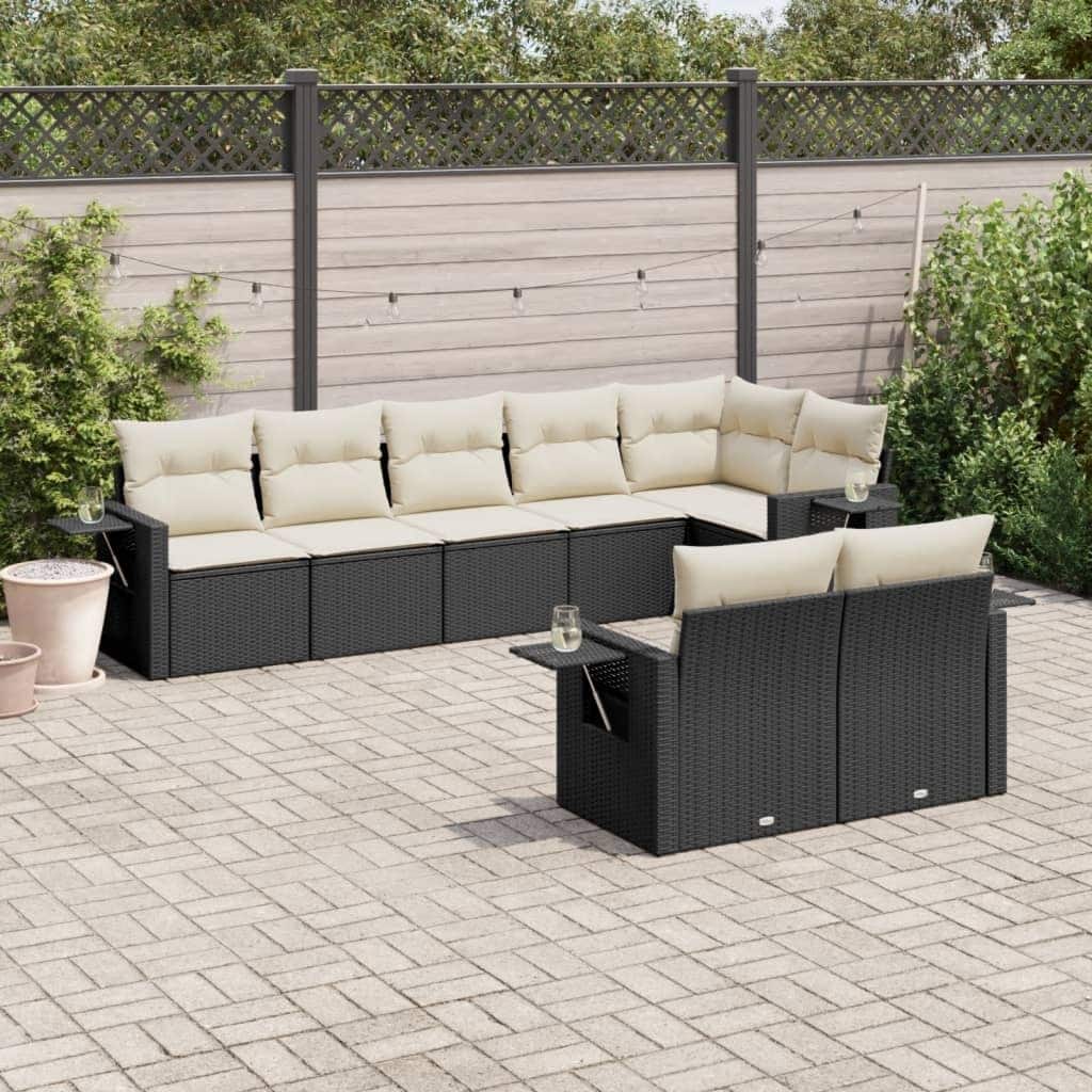 vidaXL Patio Sofa Set with Cushions Outdoor Conversation Furniture Poly Rattan