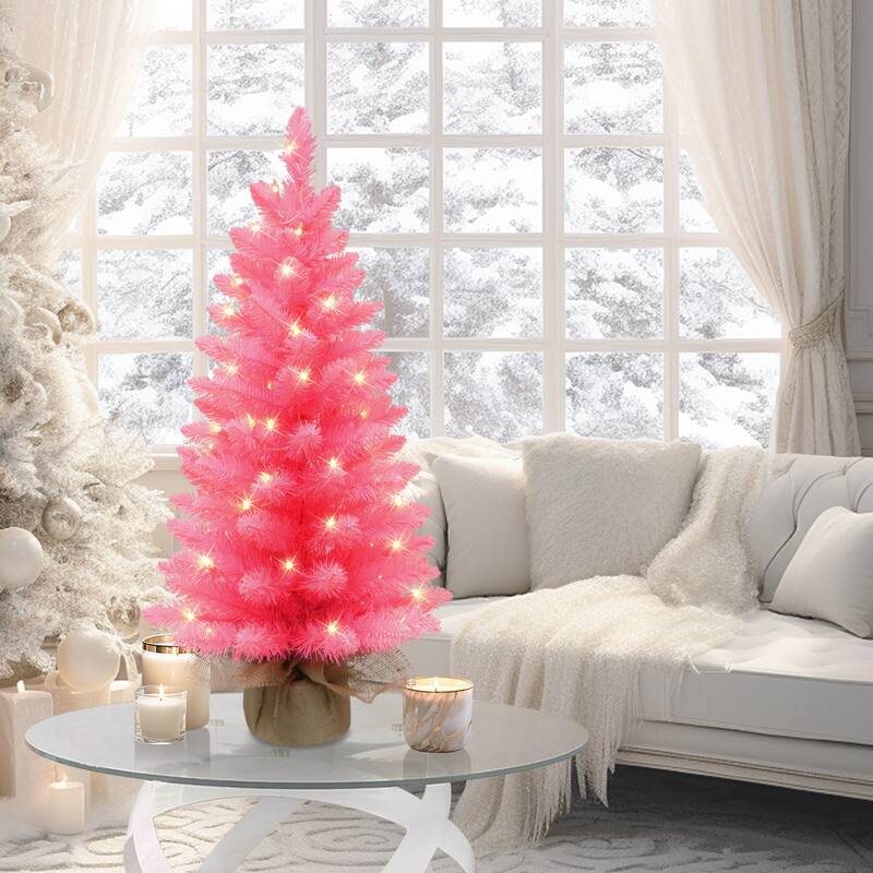 Puleo International 3 ft. Pre-lit Fashion Pink Artificial Christmas Tree - 3 Foot