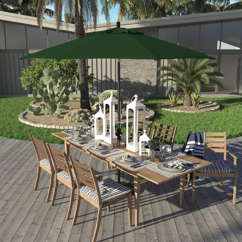 California Umbrella 9' Rd Golden State Series Patio Umbrella Black Aluminum Frame Crank Lift Collar Tilt Sunbrella Cilantro - Forest Green