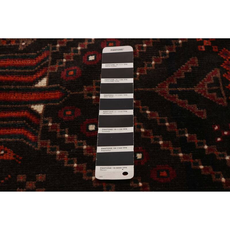 ECARPETGALLERY Hand-knotted Baluch Black, Red Wool Rug - 3'10 x 9'5
