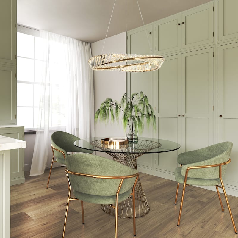 Modern Gold LED Crystal Drum Chandelier for Dining Living Room