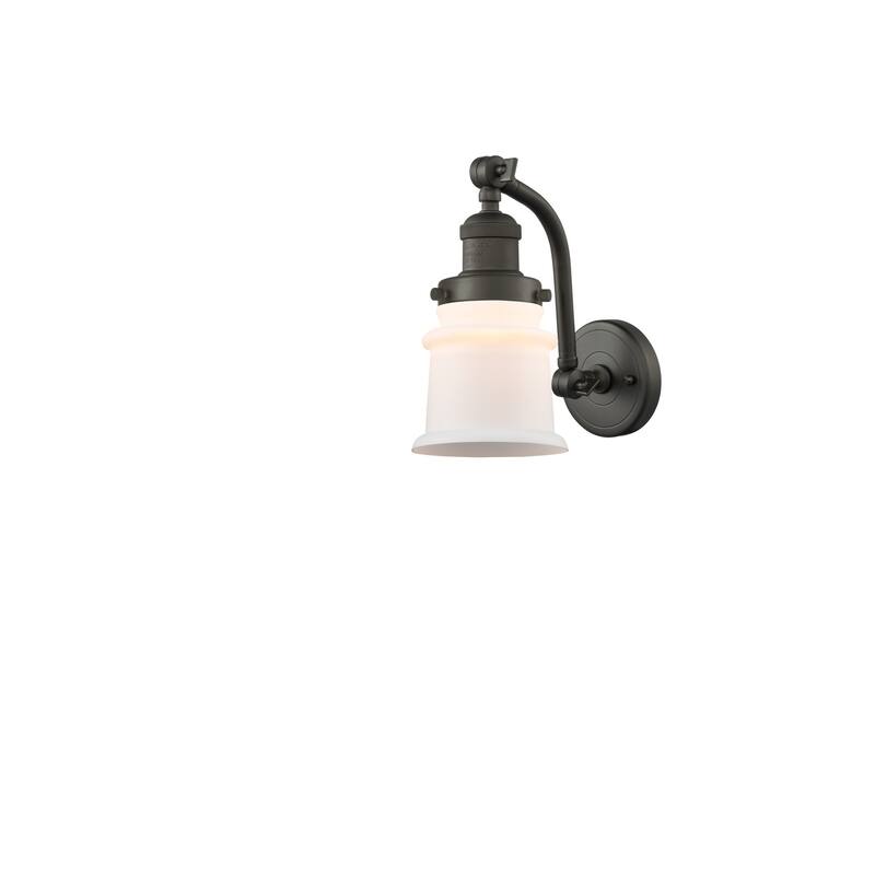 Innovations Lighting Small Canton Single Light 12" Tall Bathroom - Oil Rubbed Bronze / Matte White