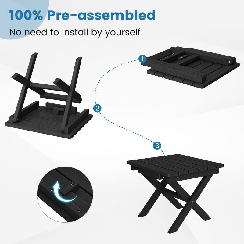 Outdoor Patio HDPE Foldable Side Table, Waterproof & Weather Resistant