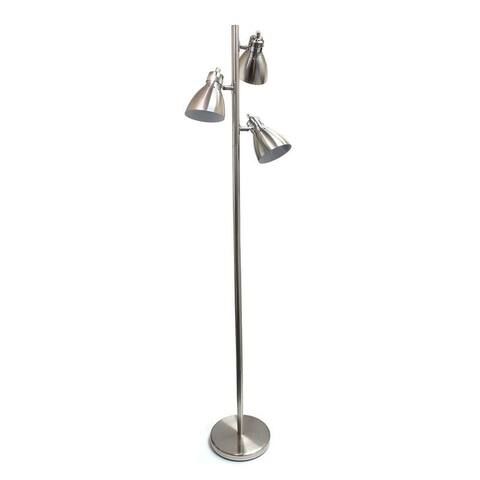 Metal 3-Light Tree Floor Lamp, Brushed Nickel Finish - Silver