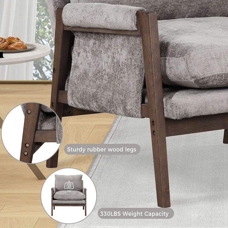 30.2 "W Mid-Century Modern Velvet-Upholstered Upholstered Armchair
