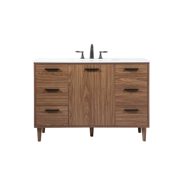 Elegant Lighting VF47048 Baldwin 48" Free Standing Single Basin Vanity - Walnut Brown
