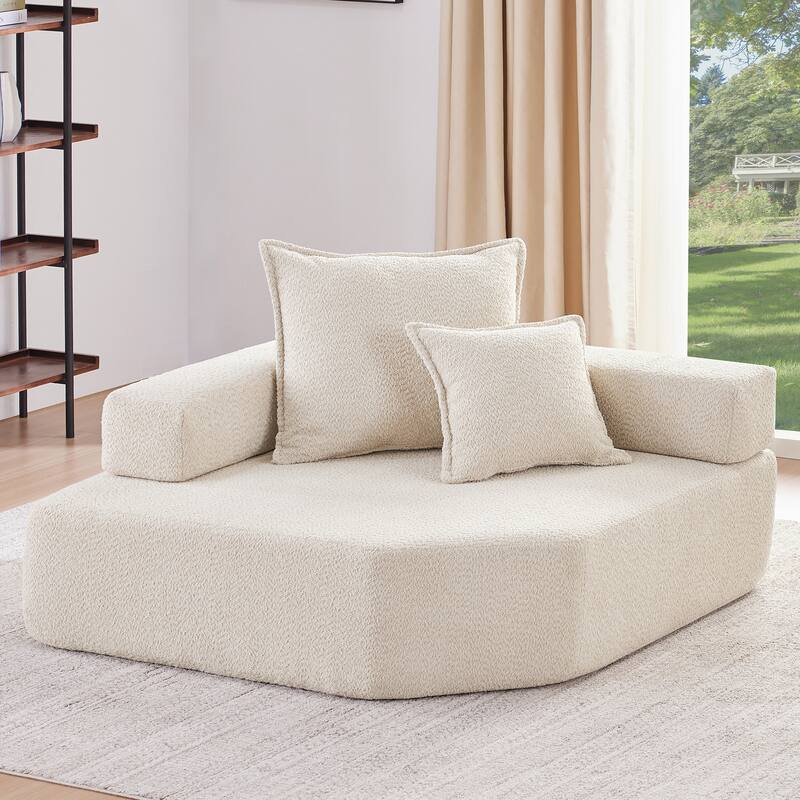 Roomfitters Corner Frame for Modular U Shaped Sofa, Boucle Upholstered Foam-Filled Floor Couch, Beige - Beige
