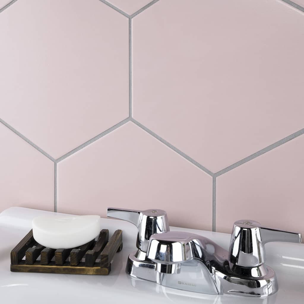 Merola Tile Textile Basic Hex Rose 8-5/8" x 9-7/8" Porcelain Floor and Wall Tile