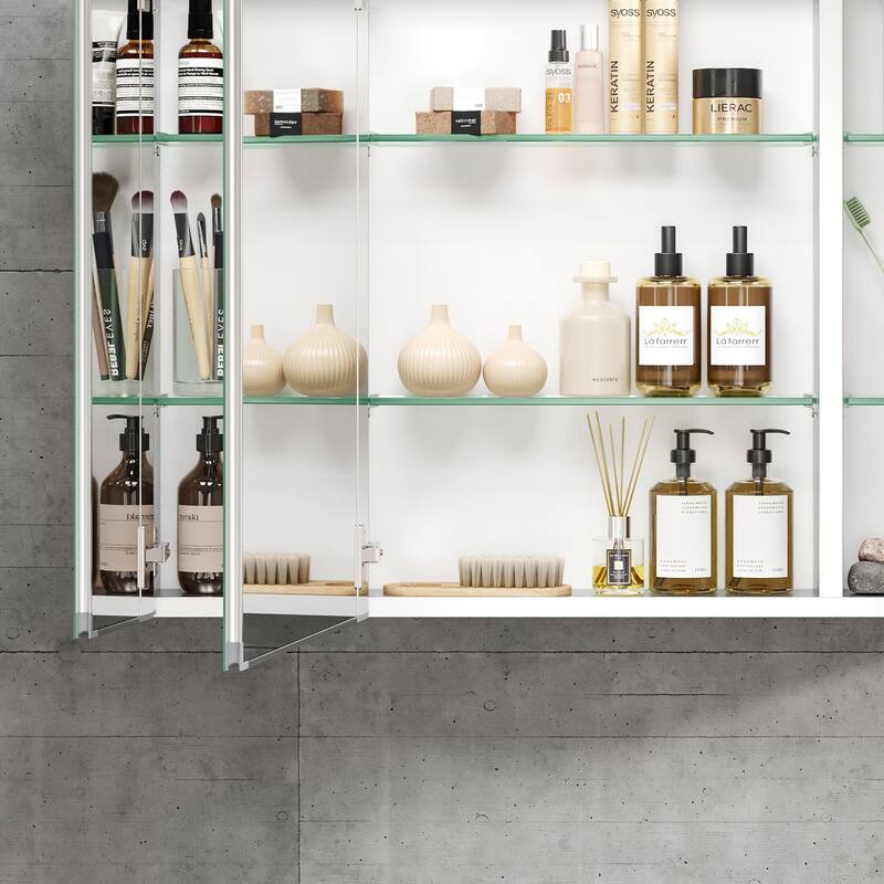 Bathroom Medicine Cabinet with Adjustable Glass Shelves, Waterproof and Rust-Resistant - 5X36 in