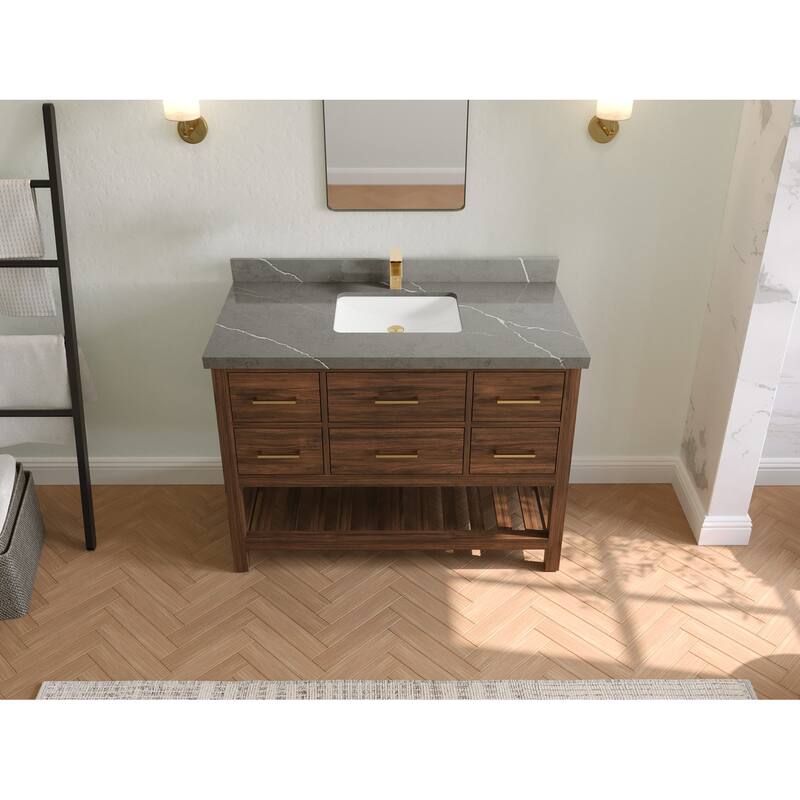 Willow Collections 48 in. W x 22 in. D Parker Solid Teak Single Sink Bathroom Vanity with Countertop
