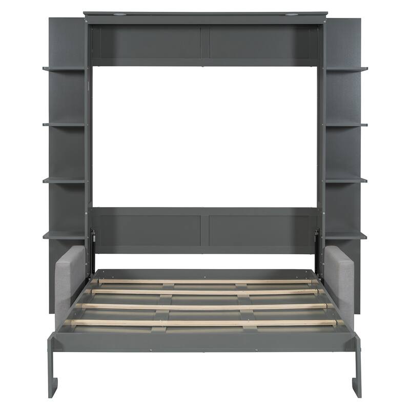 Queen Size Murphy Bed with Sofa - Convertible Wall Bed with Built-In Sofa for Living Rooms & Studio Apartments