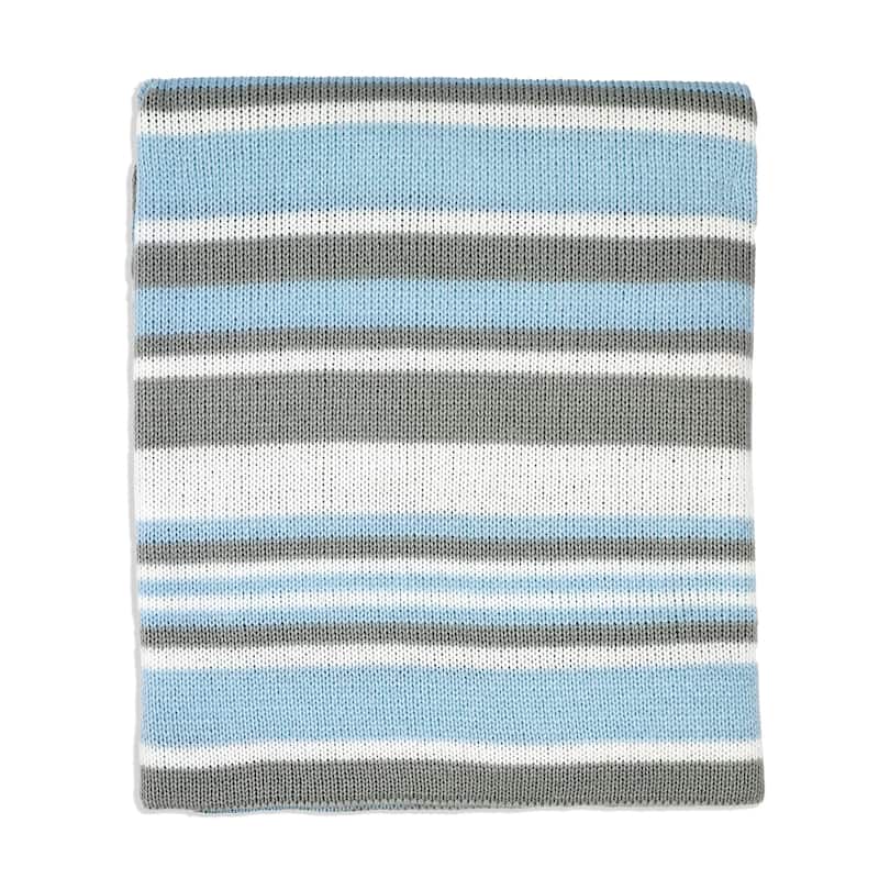 Striped Knit Baby Blanket - N/A - Aqua