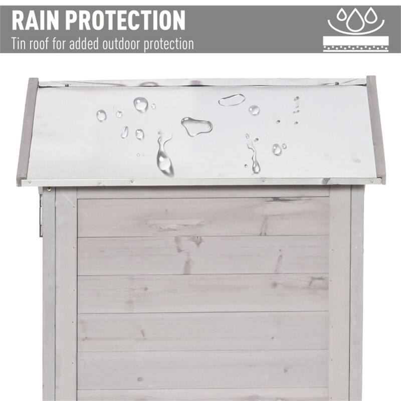 Premium Wooden Outdoor Storage Cabinet Light Grey Fir Wood Garden Shed with Lockable Door and Sloped Roof