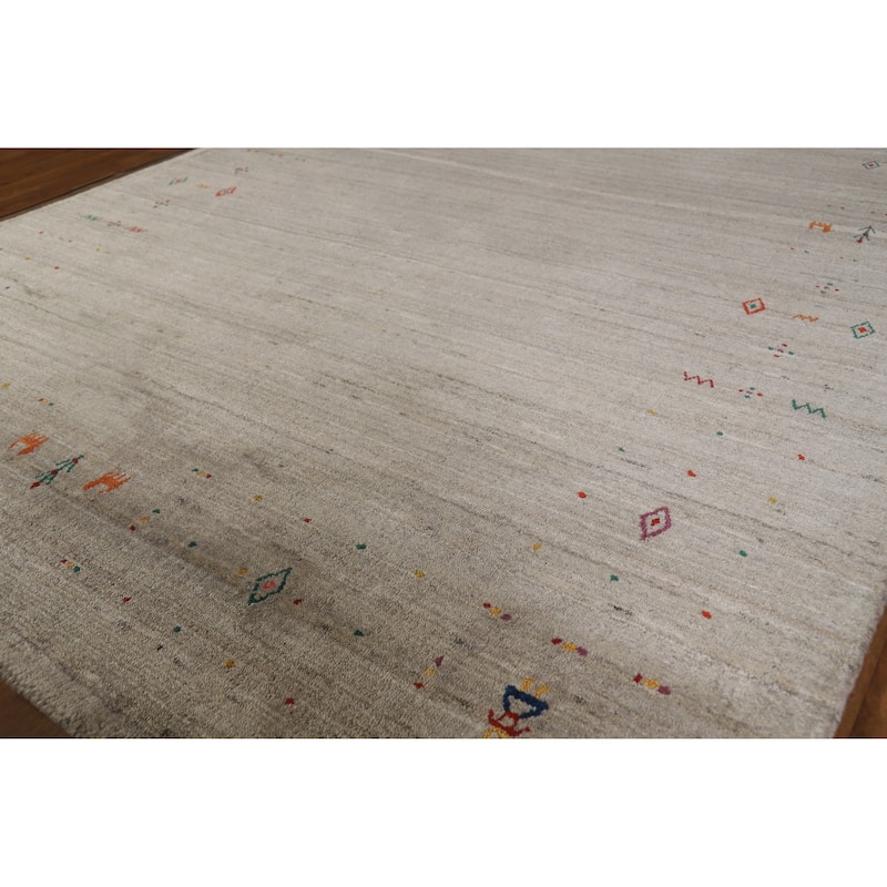 Hand Knotted Oriental 100% Wool Carpet Tribal Animal Pictorial Multi-Colored Gabbeh Area Rug - 8' 1'' X 5' 2''