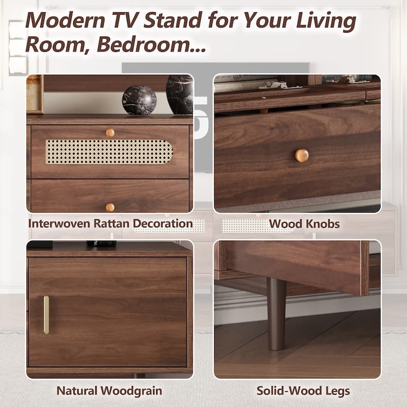 76" Modern TV Stand with Drawers, Entertainment Center for 85" TVs, Living Room & Bedroom Storage Console