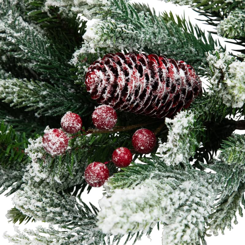 Real Touch™️ Flocked Snowcap Grove Fir Artificial Christmas Wreath - 24" - Unlit
