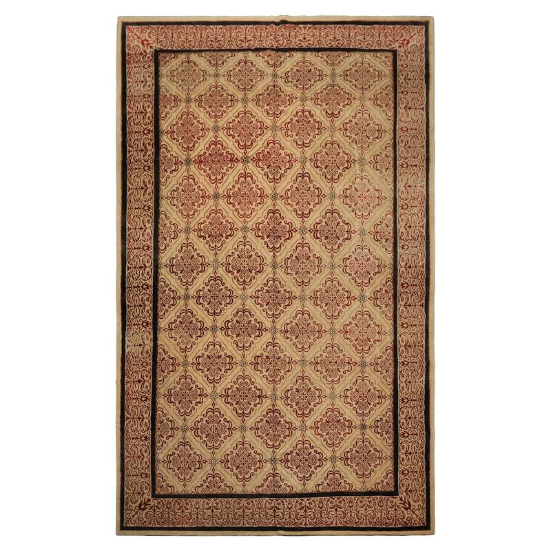 8x12'9'' Tibetano Hand Knotted Wool Beige Botanical Tibetan Patterned Area Rug - 8' x 12' 9''