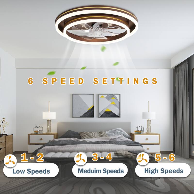 Cusp Barn 20'' Low Profile Dual LED Ceiling Fan with Lights and Smart APP Remote Control Flush Mount Fully Dimmable Lighting