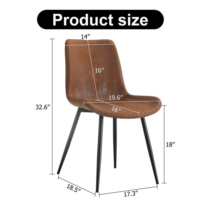 Suede Dining Chair with Curved Widened Cushion, Black Metal Legs, Armless Side Chair for Dining Room, Kitchens, Office