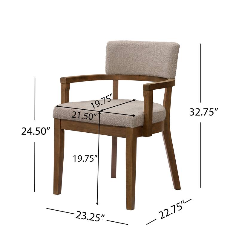 Christopher Knight Home - Mid-Century Modern Boucle Upholstered Dining Chair Set with Wood Frame - Set of 2