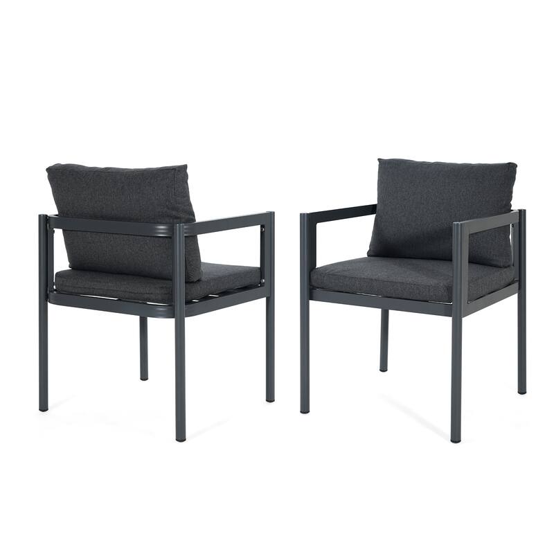 Christopher Knight Home - Outdoor Aluminum Dining Chair Set with Modern Grey Cushions