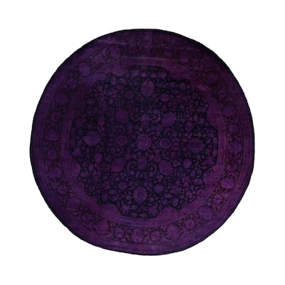 Overdyed One-of-a-Kind Hand-Knotted Area Rug - Purple - 8' 1" x 8' 2"
