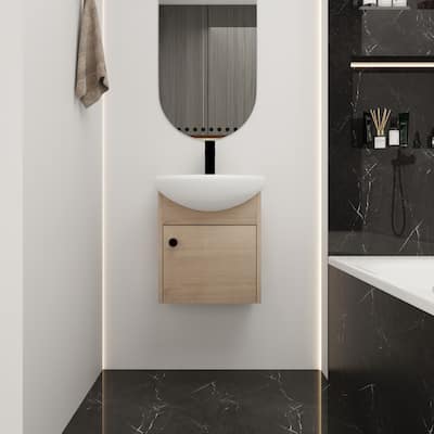 Wall Mounted 18'' Single Bathroom Vanity Sink Combo with Soft Close Door for Small Bathroom
