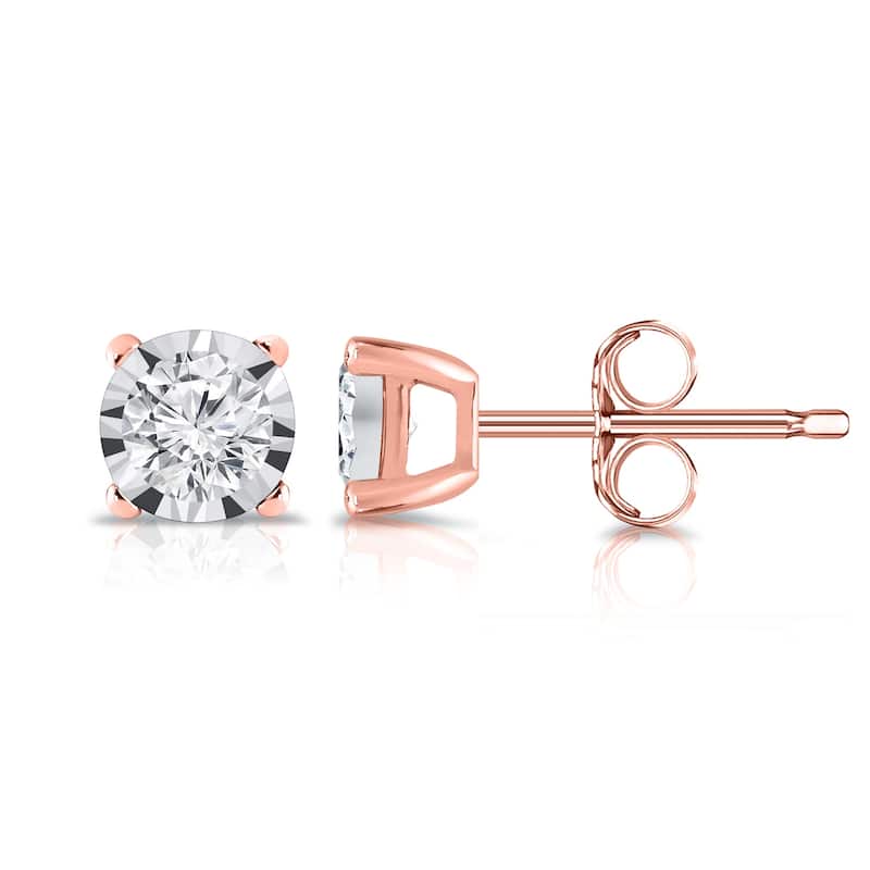Auriya 14k Gold 1/6ctw Round Diamond Stud Earrings (G-H, I1-I2) - Rose