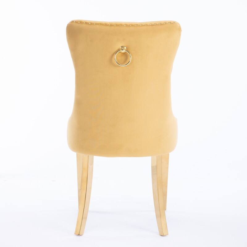Modern Tufted Dining Chairs with Golden Legs,Velvet Dining Chairs Set of 2