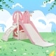 preview thumbnail 1 of 16, Toddler Climber and Slide Set 4 in 1, Kids Playground Climber Freestanding Slide Playset with Basketball Hoop Play Combination Pink