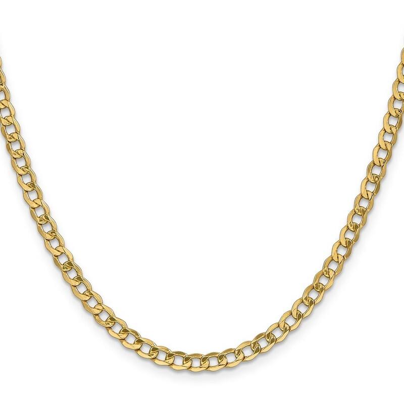 Curata 10k Semi Solid Lobster Claw Closure 4.3mm Semi solid Curb Link Chain Bracelet