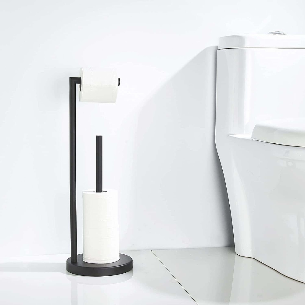 Edenscape Freestanding Toilet Paper Holder With Storage Shelf Matte Black -  Kingston Brass : Target