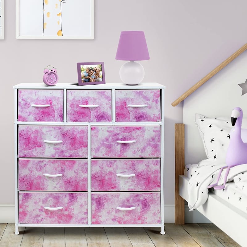 Modern Color Print 9-cubby Storage Tower