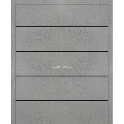 Solid French Double Doors 36 x 80 Planum 0015 Concrete with