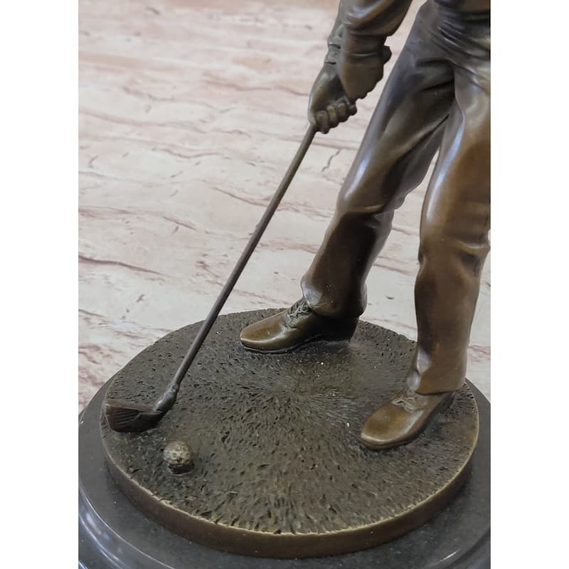 Golfer Playing Golf Bronze Marble Statue Club Trophy Tournament Pga Signed Art