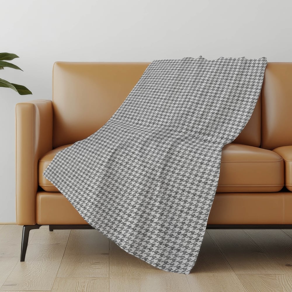 Premium Machine Washable ASB137 Modern Houndstooth Sherpa Throw Blanket