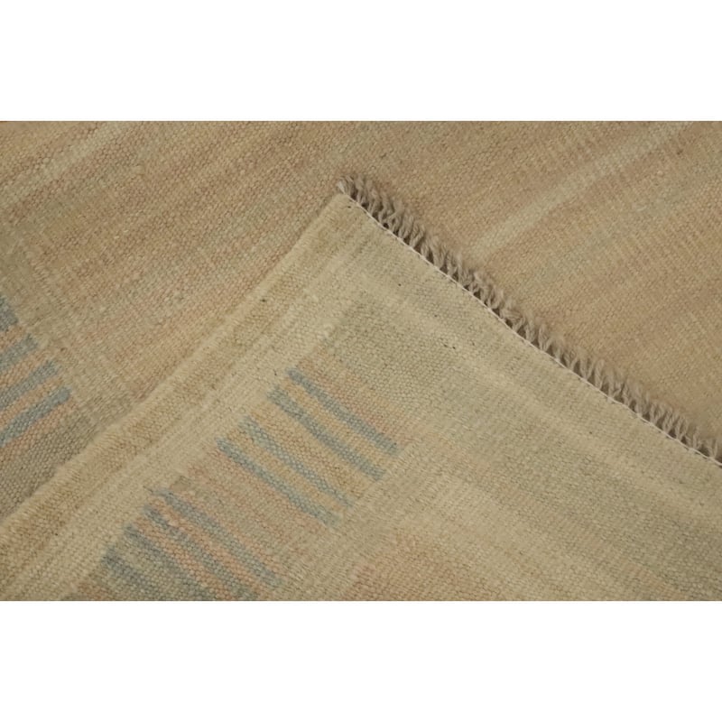 Hand Woven Oriental 100% Wool Carpet Southwestern Tribal Beige & Ivories Kilim Runner Rug - 7' 11'' X 2' 2''