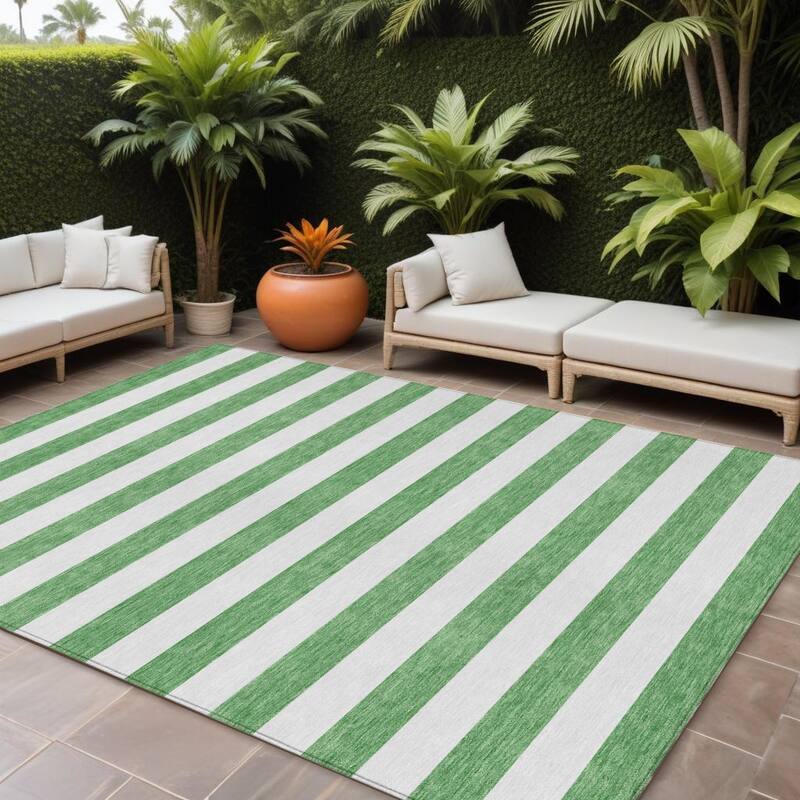 Jalu Stripe Weather Resistant Versatile Elegance Outdoor Rug - 8' X 10' - Multi