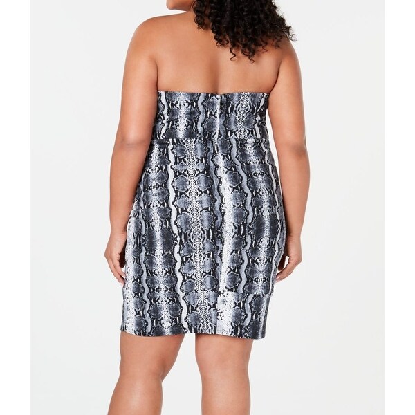 strapless snake print dress