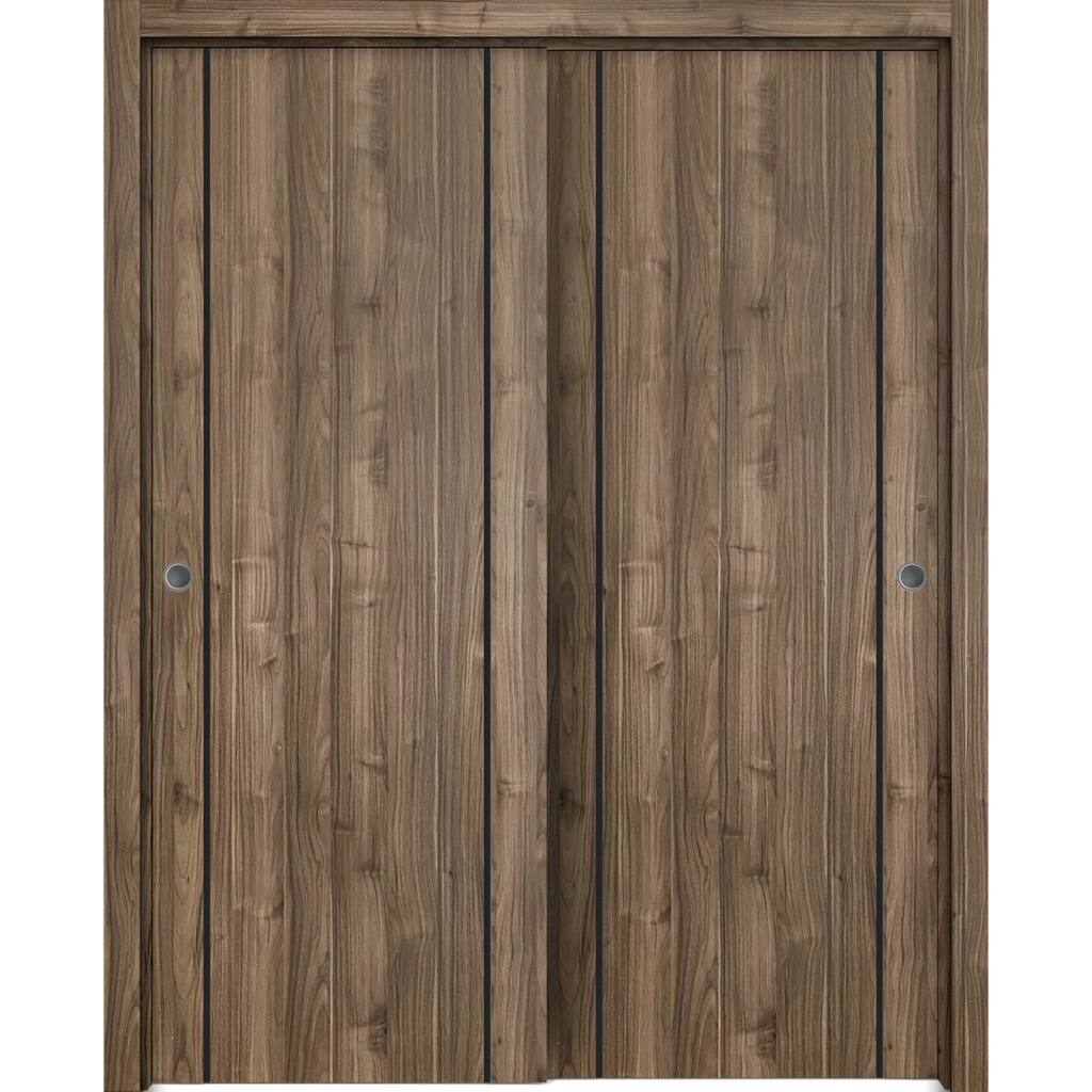 Bypass Doors 36 x 80 Planum 0016 White Silk with Sturdy Rails
