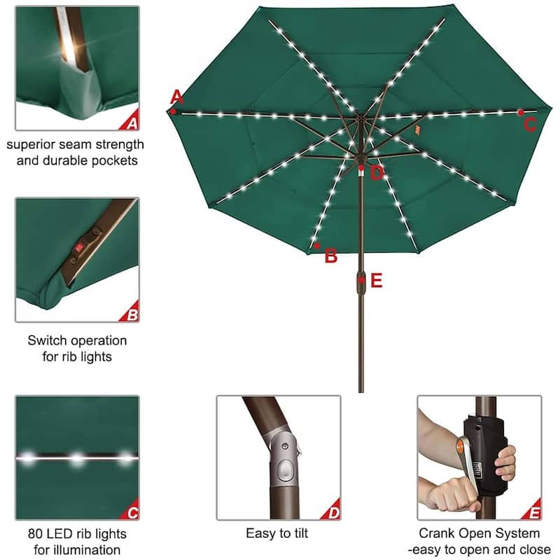 Tradesparker Multicolor Sunbrella 9ft/10x6.5ft Patio Market Outdoor Table Umbrella