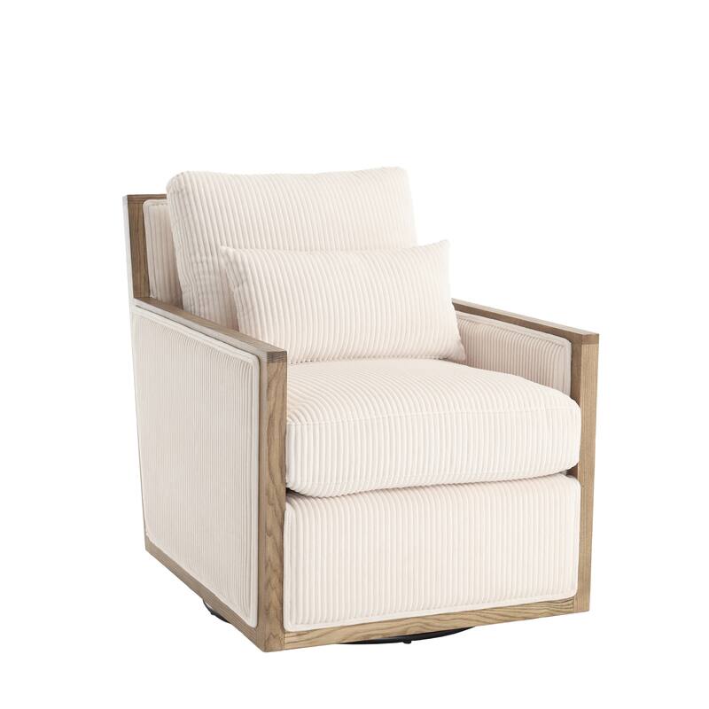 Corduroy Barrel Chair, High Back Comfy Accent Sofa Chair 360 Degree Swivel Barrel Arm Chairs, Leisure Arm Chair for Living Room