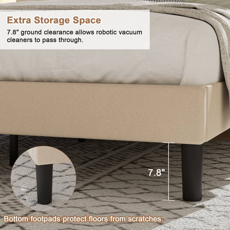 VECELO Bed Frame with Adjustable Headboard Upholstered Button Tufted Platform Bedframe with Wood Slats Support